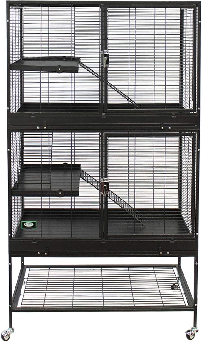 Durable All-Metal Mansion Cage for Chinchillas, Rats, Ferrets, Degus, Prairie Dogs (4-Level)