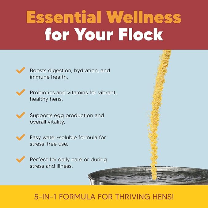 Flock PRO Hen Boost - Digestive Supplement for Hens | Chicken Vitamins and Supplements | Probiotics, Digestive Enzymes, Electrolytes for Adult Poultry-8 OZ
