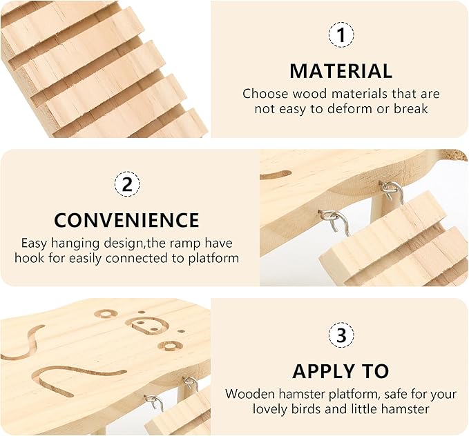 Hamster Wooden Platform with Legs Small Animal Climbing Ladder Standing Rat Guinea Perch Chew Toy Cage Accessories (Platform-Pig)