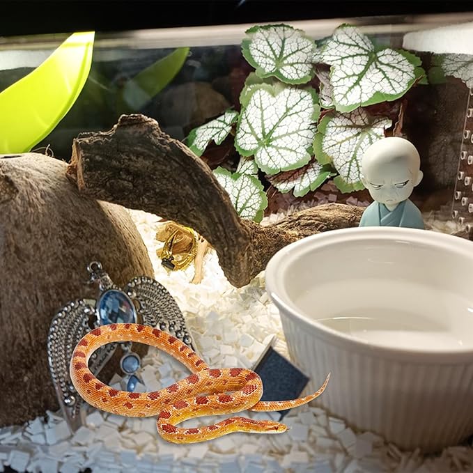 VCEPJH Reptile Plants with Suction Cup Amphibian Habitat Decor 2 Pcs Artificial Leaves for Terrarium Decor Crested Gecko Tank Accessories for Bearded Dragon, Lizard, Snake (Red Saxifrage)