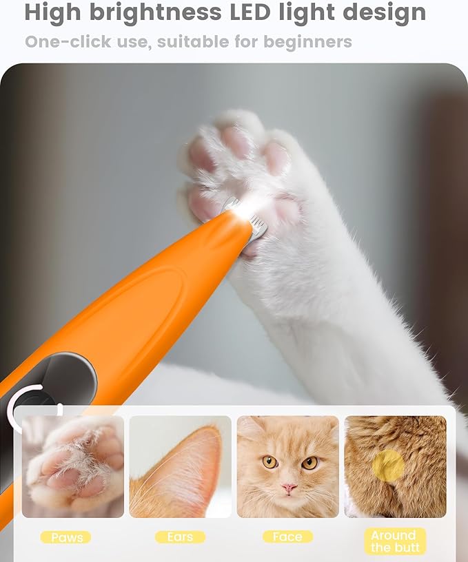 Dog Paw Trimmer with LED Display, Ultra-Low Noise Cordless Paw Trimmers for Dog's Feet, Cordless Hair Trimmer for Paws, Ears, Face, Rump