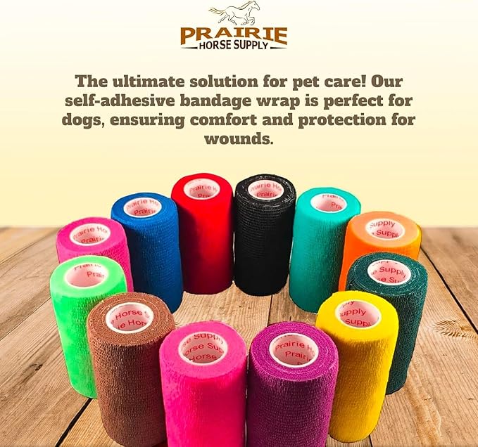3 Inch Vet Wrap Tape Bulk (Brown) (Pack of 24) Self Adhesive Adherent Adhering Flex Bandage Grip Roll for Dog Cat Pet Horse