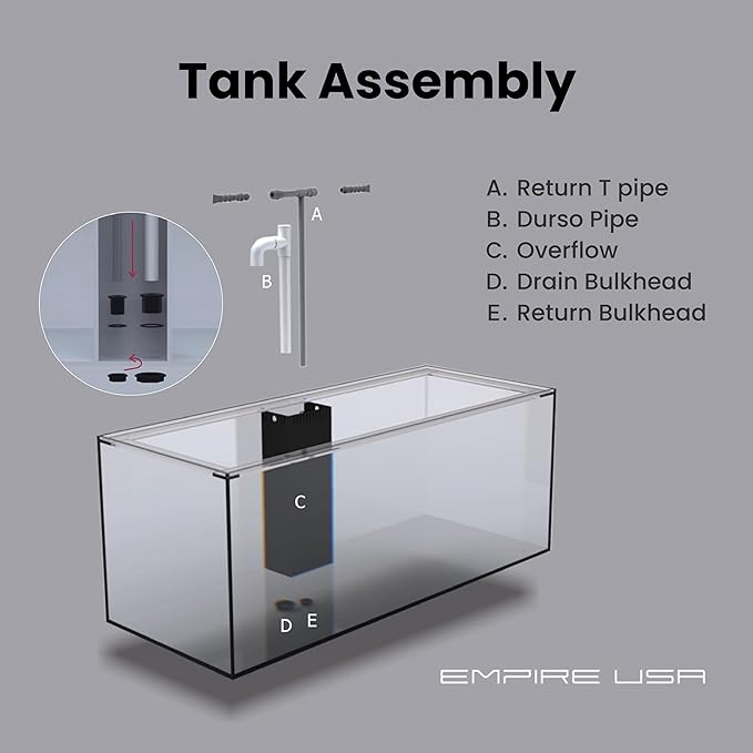 90G 90 Gallon Starfire Rimless SC Aquariums 36x24x24 12mm Pnp System with Built-in Overflow