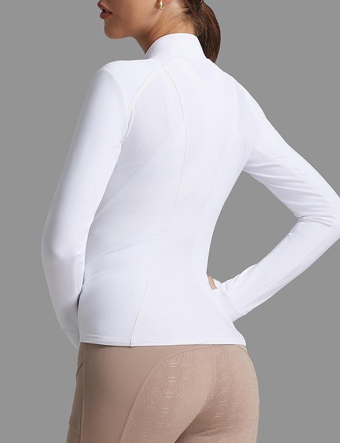 FitsT4 Sports Womens Equestrian Riding Shirts Long Sleeve Fleece Lined Horse Full-Zip Winter Thermal Jackets