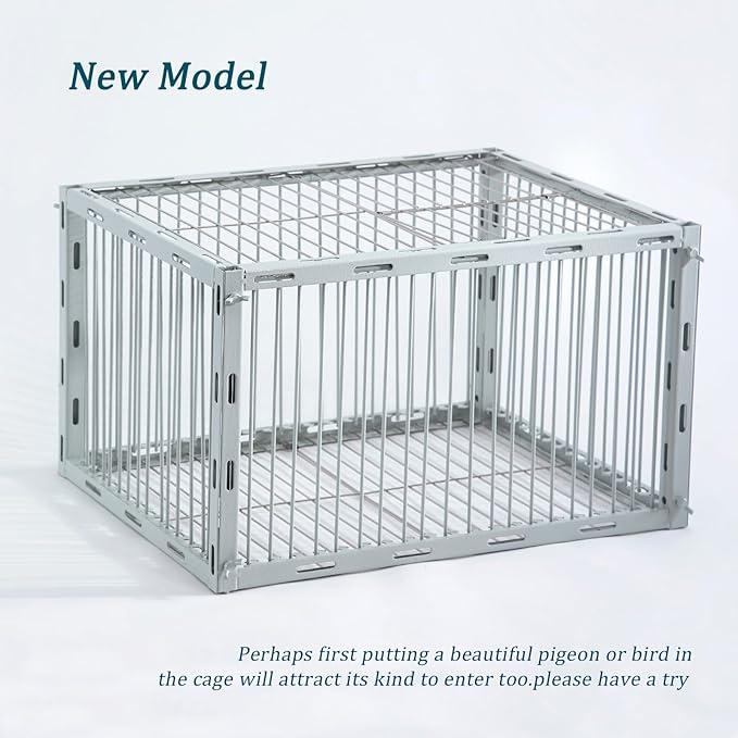 Pigeon Trap with Escape-Proof Design,Birds Trap with One-Way Entry,Chicken and Bird Traps Cage for Pigeon,Portable & Easy Assembly,Unharmful Made of High-Strength Iron with Anti-Rust Paint