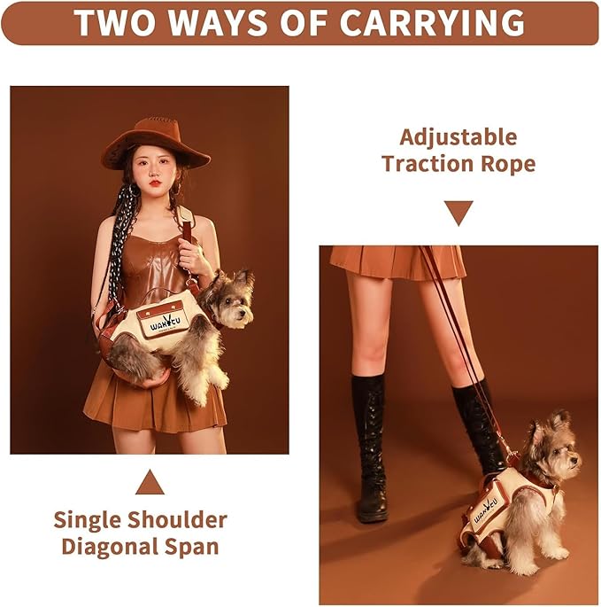 Dog Lift Harness Dog Carrier VES Harness Adjustable Leash with Small Puppy Treat Bag,Fits Most Cars,S，4-8 LBS