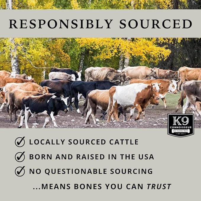 K9 Connoisseur Dog Bones Made in USA for Small and Medium Breed Dogs Natural Long Lasting Meaty Beef Knee Cap Bone Treats Best for Dogs Upto 50 Pounds 1 Pack 3 Count