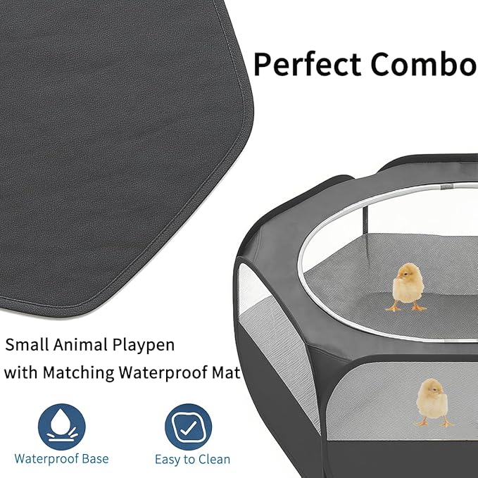 Amakunft 5 in 1 Chick Brooder Box Small Animals Chicken Playpen with Pad Mat, Chick Waterer and Feeder Pop Up Playpen Tent Chicks Coop Indoor/Outdoor for Baby Chicken/Duck
