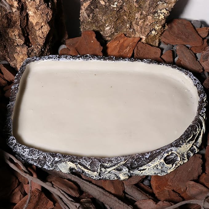 Tfwadmx 2 Pack Reptile Water Bowl, Reptile Feeding Dish, Bearded Dragon Water Dish, Turtle Feeding Bowl for Tortoises, Snakes, Lizards, Geckos, Chameleons
