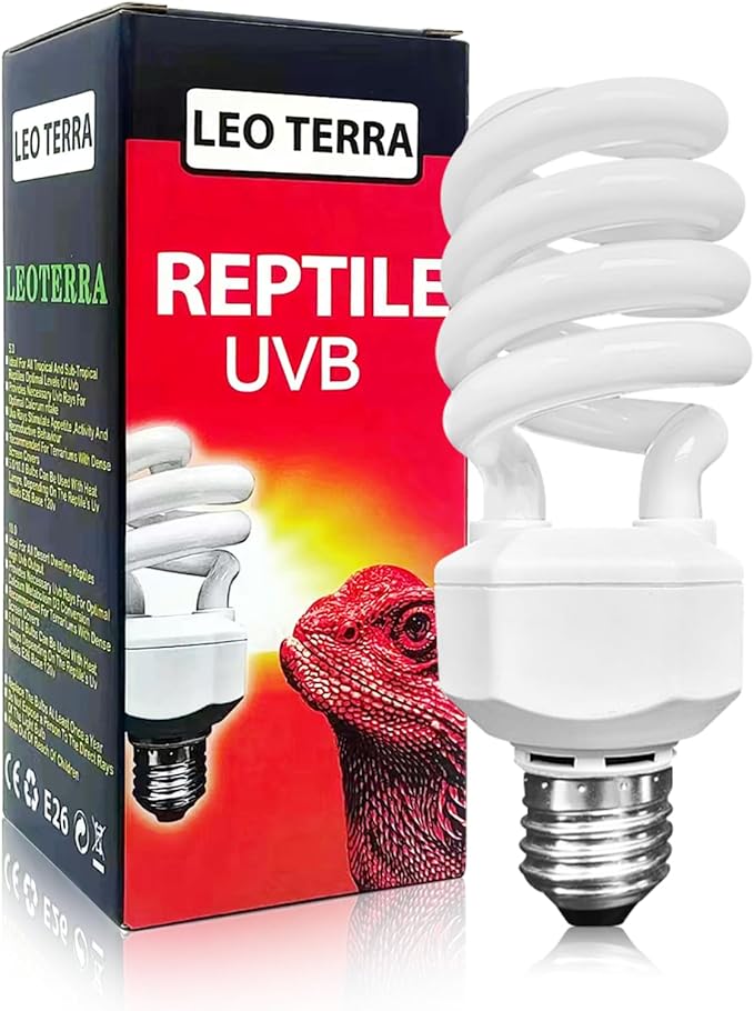 Leoterra Turtles UVB Light 26w 5.0 UVB Light Bulb for Reptiles Tank Accessories UVB Bulb for Turtles and Tropical Terrarium UVB Lighting. Long Lasting UVB Lamp Easy to Install (26W 5.0)
