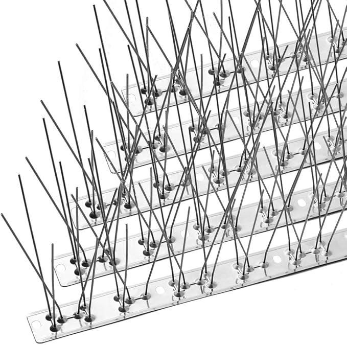 OFFO Bird Spikes with Stainless Steel Base, Durable Bird Spikes Arrow Pigeon Spikes Fence Kit for Keeping Small Bird, Crows and Woodpeckers Away, Covers 38.3 Feet(11.7m)