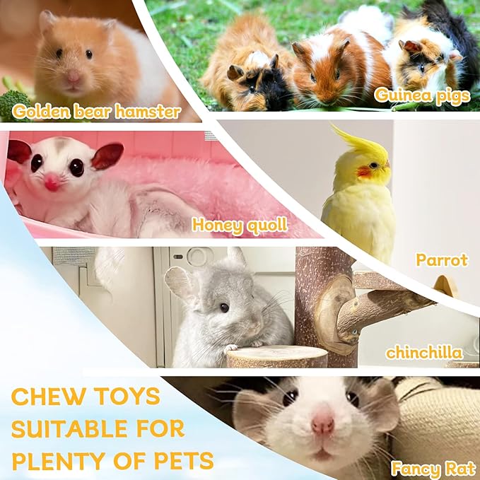 Hamster Wood Ledge Platform with Lava Stone Block Chew Toys Pet Cage Resting Wooden Shelf for Chinchilla Guinea Pig Gerbil Mouse Dwarf Hamster Cage Accessories