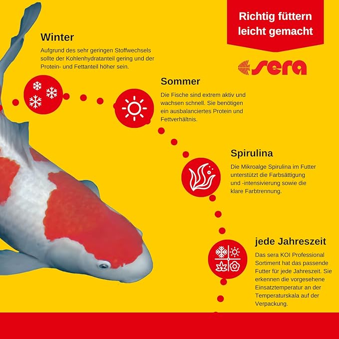 sera Koi Professional Summer 15.43lb | Energizing for Warm Seasons | Optimal Growth & Strong Immune System | Rich in Vitamins, Minerals, Proteins | for Water Temperatures Above 63°F