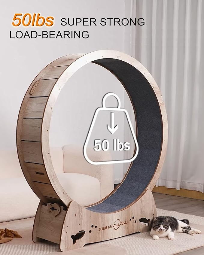 Cat Exercise Wheel, 35.9" Cat Running Wheel for Indoor Cats with Quiet Carpeted Runway, Cats Treadmill Wheels with Locking Mechanism, Cat's Weight Loss and Health