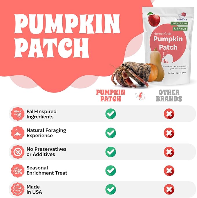 Snout and Shell Pumpkin Patch Hermit Crab Food – Limited Edition Fall Blend with Pumpkin, Squash, Fruits, Grains & Flowers – 2 oz (56g) Natural Seasonal Treat