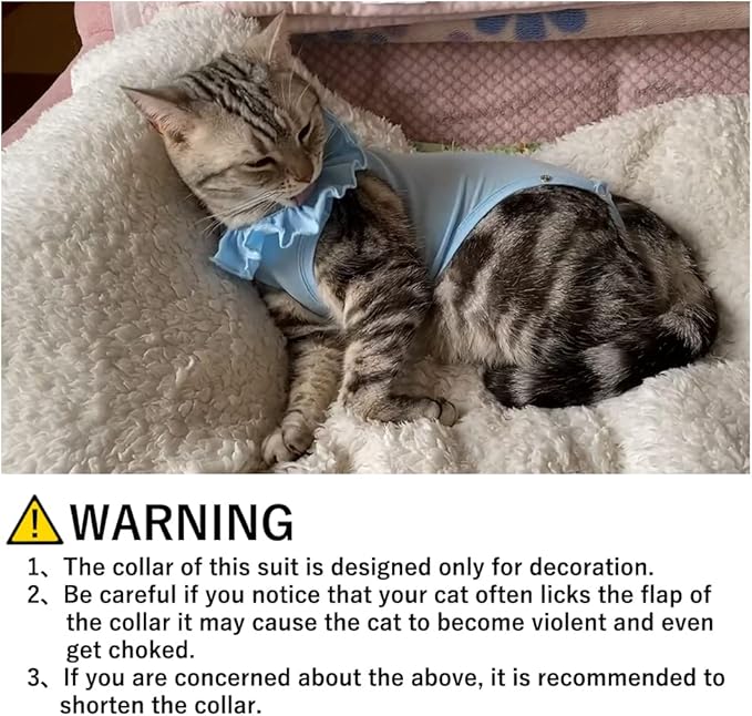 Cat Recovery Suit for Abdominal Wounds and Skin Diseases, Breathable Surgical Recovery Shirt After Surgery Wear Anti Licking Wounds,E-Collar Alternative for Cats Pet Kitten(RSC01-Navy-m)