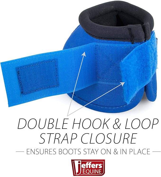 Jeffers Equine No Turn Bell Boots for Horses - Blue, Medium | Shock Absorbing Hoof Protection | Secure Double Hook & Loop Closure, Perfect for Travel, Turnout, Training, & Riding - 1 Pair
