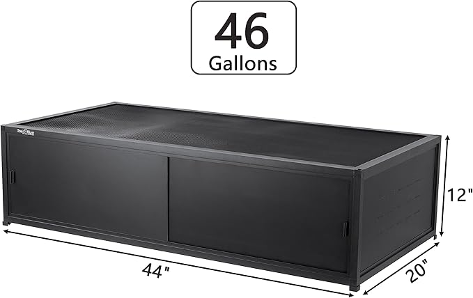 Dual Usage PVC Reptile Enclosure with Acrylic/PVC Door Options - 44x20x12 inch Sliding Door Tank for Bearded Dragon