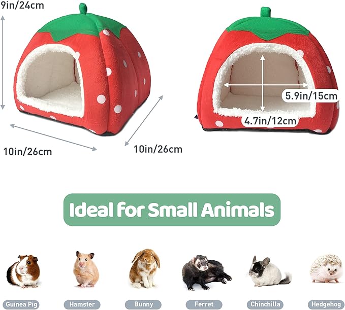 Guinea Pig Hideout Bed Dwarf Rabbit House Cave Accessories Cozy Hide-Out for Little Bunny Hedgehog Ferret Chinchilla&Other Small Animals