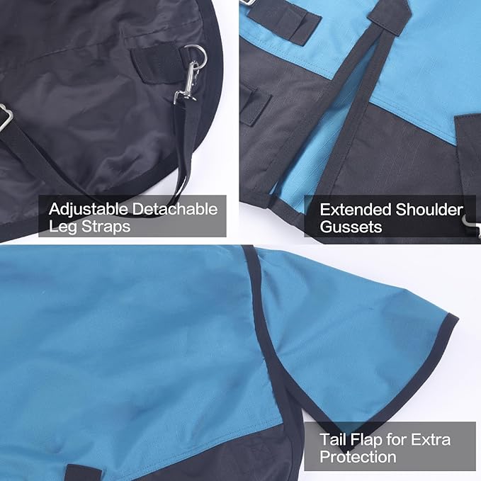 Mini Horse/Pony/Foal/Miniature Size 36"-51" Lightweight Waterproof & Breathable 1200 Denier Turnout Blanket with No Filling Peacockblue 48"