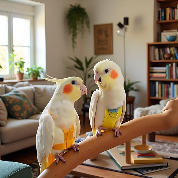 Parrot Clothes, Bird Diapers, Tiger Skin Peony, Flight Suit - Key Features for Avian Comfort and Style (Yellow, M, Count, 1)