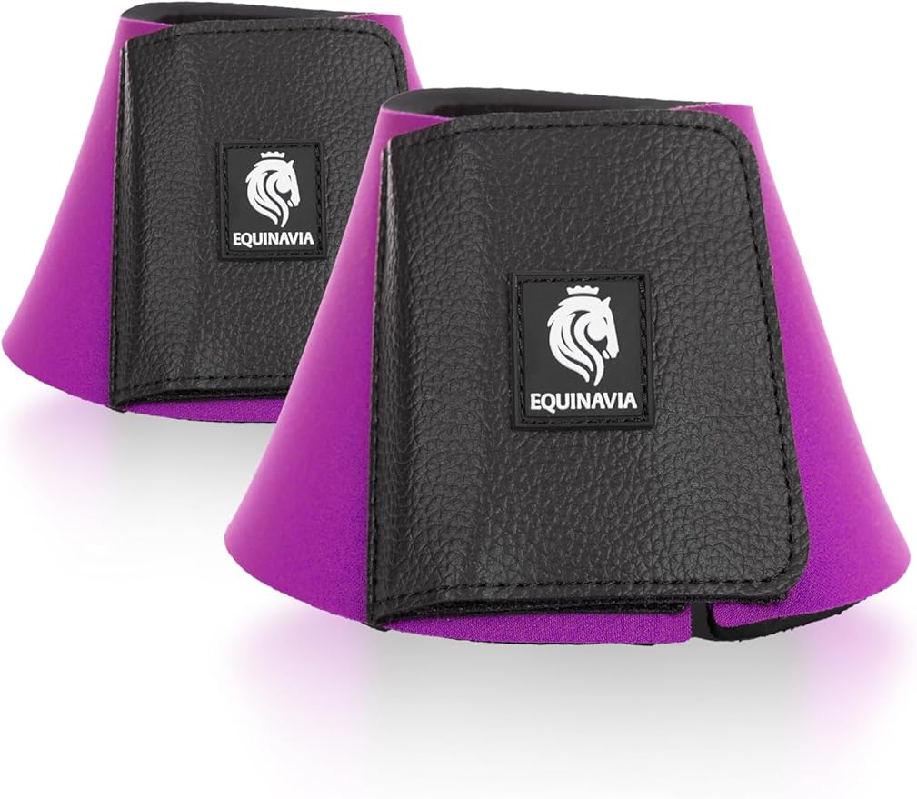 Equinavia Toki Bell Boots for Horses | Neoprene Overreach Boots - Bright Purple - L