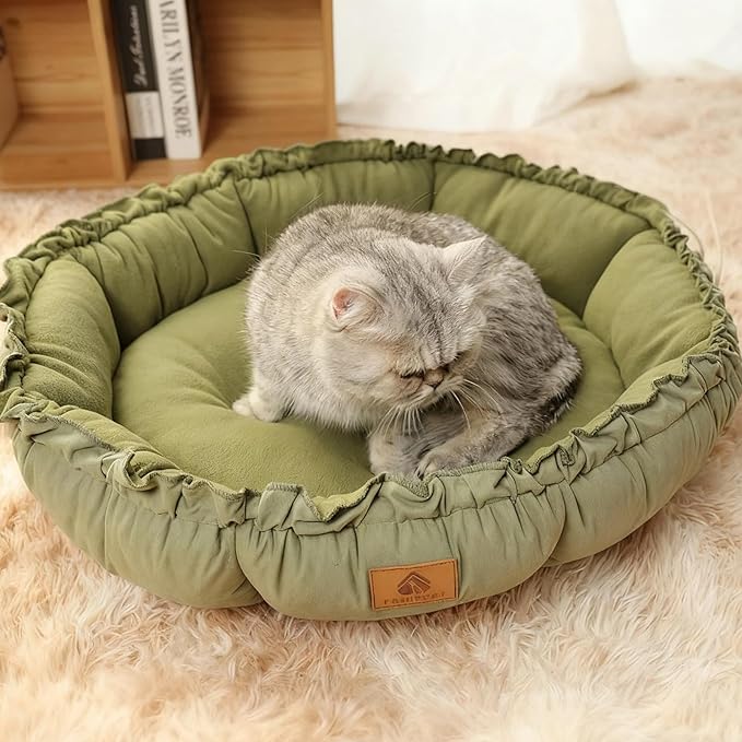 AYONS Pet Pad for Cats & Small Dogs - Deep Gray & Dark Green, S/M/L Sizes, Soft Comfortable Sleeping Cushion, Non-Slip Bottom Rest Bed, Washable Indoor Cuddle Mat