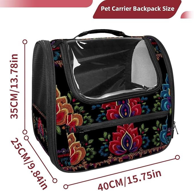 Motifs African Boho Paisley Floral (26) Pet Carrier Airline Approved Pet Carrier Bag Dog Carrier for Small Medium Cats Dogs Puppies Kitten