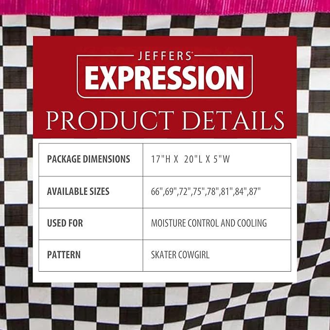 Jeffers Expression Fleece Cooler for Horses, Standard Neck, Skater Cowgirl 69"- Equine Towel Blanket, Moisture Absorbent, Light Weight, Best for Drying, Exercise, Bathing, Adjustable Belly Bands