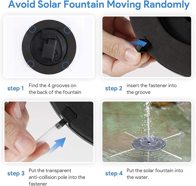 Solar Fountain, Floating Solar Powered Water Fountain Pump for Bird Bath, Garden, Pond, Pool, Outdoor (1W)