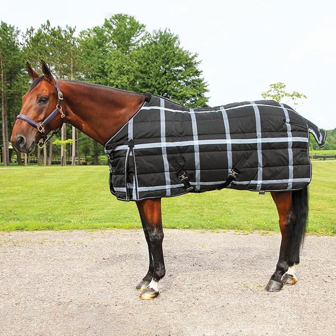 Country Pride Highland 1200D Lightweight Stable Blanket (60, BlackPlaid)