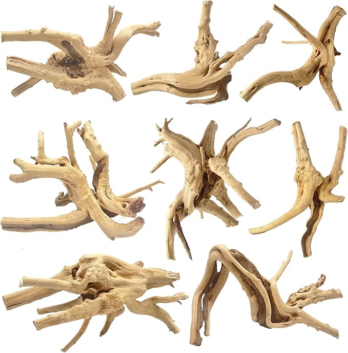 Jorewood Natural Small Spiderwood Driftwood for Aquarium Decor Rptile Fish Tank Decoration Assort Branch 4-7'' 8 Pcs