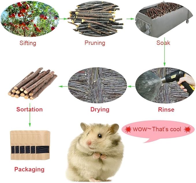 sharllen 500g(18oz) Apple Sticks Pet Chew Toys for Rabbits Chinchilla Guinea Pigs