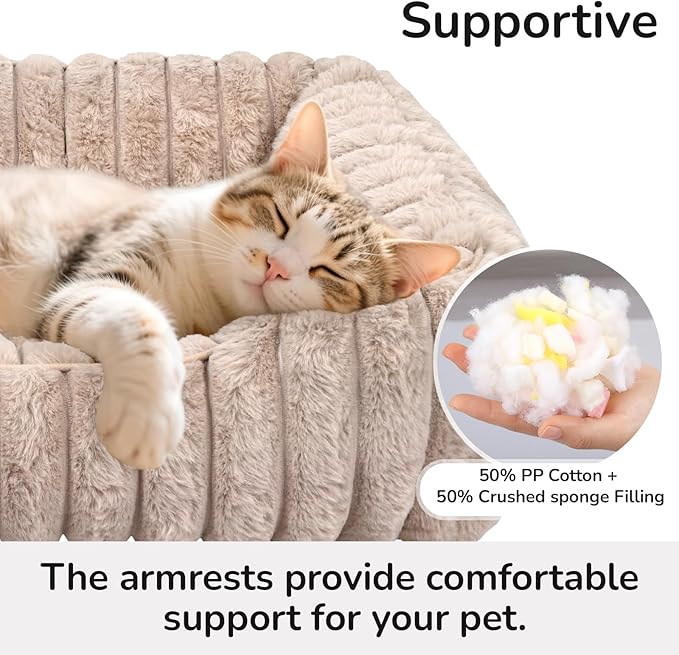 Dog Bed Rectangle, Washable Sleeping Pet Bed, Ultra Soft Puppy Sleeping Mat for Small Dogs and Cats with Anti-Slip Bottom(24×24inch, Camel)
