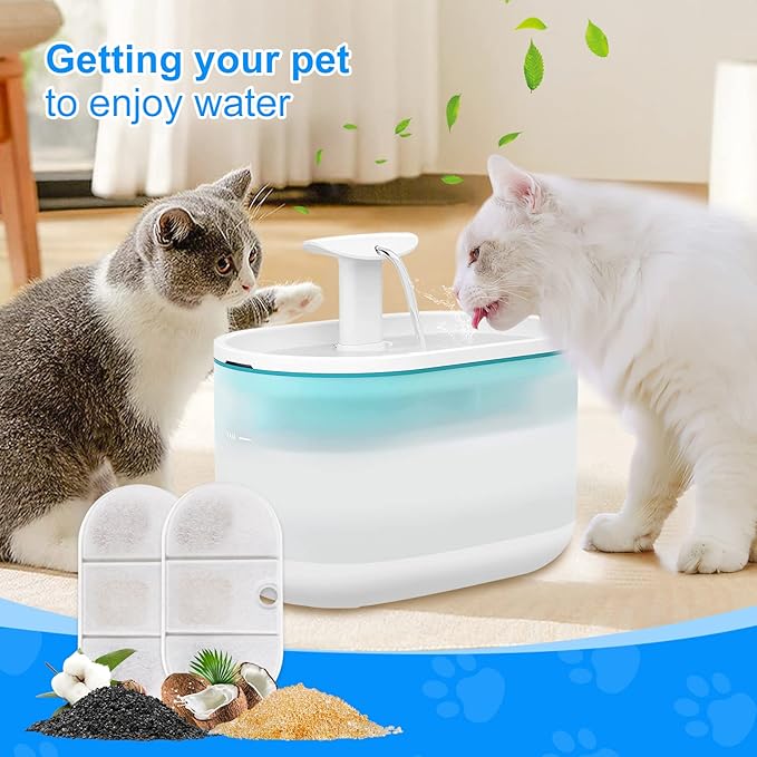 Cat Water Fountain Filter - 8 Pack Replacement Filters and 8 Pack Sponge Filter Compatible with PETLIBRO Capsule 71oz/2.1L Ultra Quiet Water Fountains PLWF002 Pet Dispenser