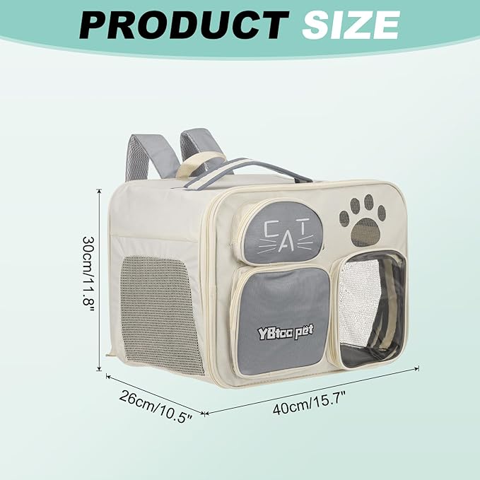 Cat Backpack Carrier, Breathable Dog Carrier Pet Supplies for Cats or Small Dogs Puppies, Intended for Hiking/Camping/Traveling (Blue, 16"x10"x12")