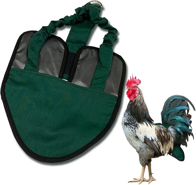 Hen Holster Bird Diaper, Wrap Around - for Hens, Roosters, Ducks, Leak-Proof Design, Comfortable Fleece Strap Bird Harness with Sewn-in Liner, Secure Hook and Loop Closure - XL, Green