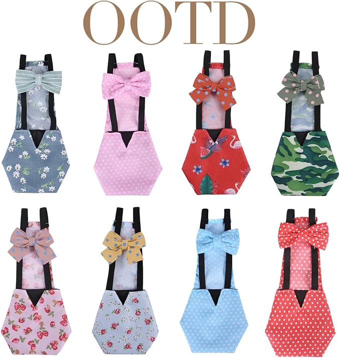 MANON ROSA Chicken Diapers Bantam Hens - Reusable 6-Piece Set with Bow Ties Poultry Nappies Washable Waterproof for Geese Pet Ducks Silkie(6D20P M)