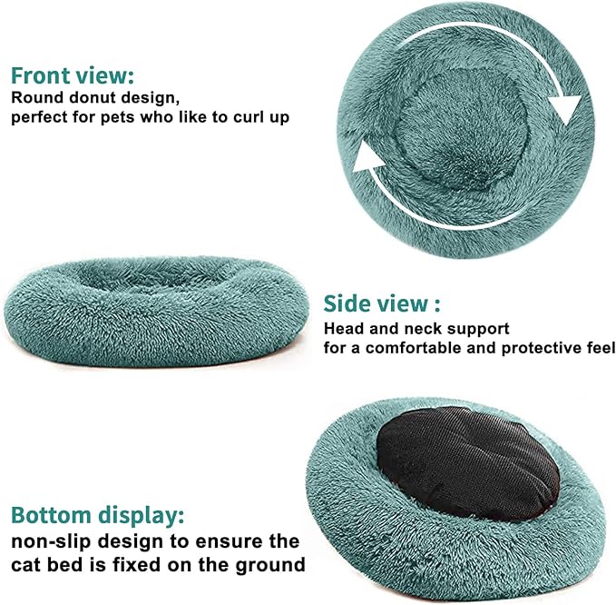 Nisrada Cat Beds for Indoor Cats,20 Inch Dog Bed for Small Melium Large Dogs, Washable-Round Pet Bed for Puppy and Kitten with Slip-Resistant Bottom