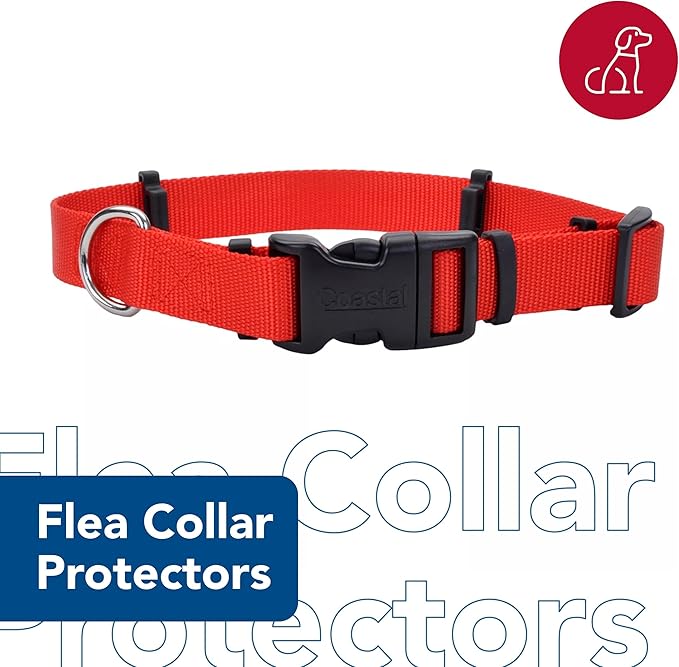 Coastal Pet SecureAway Collar Protector for Flea Collars - Adjustable pet Accessory - Protective Flea Collar for Dogs & Puppy - Red, 1" x 18-26"