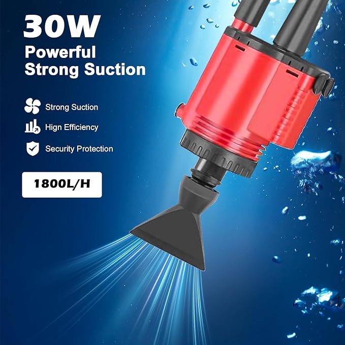 Aquarium Gravel Cleaner, Removable Water Changer, Automatic Changer with Multi-Function Nozzles, Strong Suction for Fish Tank Sand Cleaning, Water Changing and Waste Removal