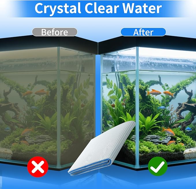 Aquarium Filter Media,11.8"x15.7"- 8-Layer Filter Sponge Pad for Fish Tank and Pond,Cuttable & Washable Aquarium Filter Floss for Crystal Clear Water