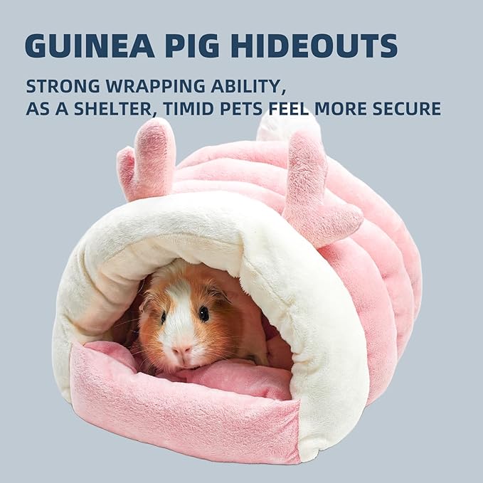 Guinea Pig Hideout, Warm Bed for Guinea Pig,Rabbits, Chinchillas, Cozy Small Animal Winter Shelter (Pink, Medium)