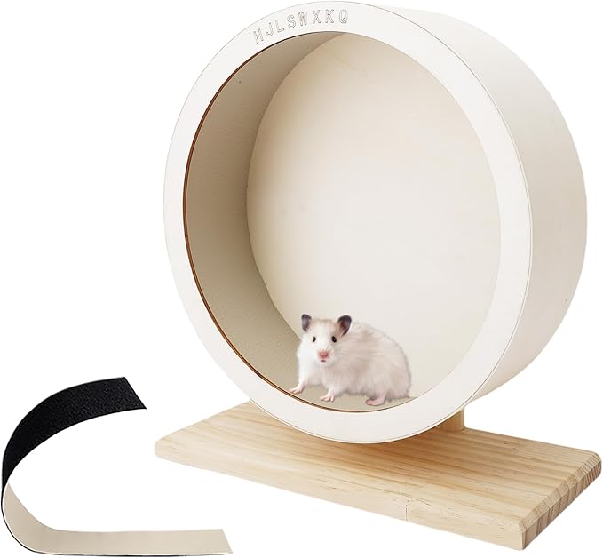 6.6in Hamster Silent Exercise Wheel – Wooden Hamster Wheel with Removable Washable Track, Quiet Wheel for Gerbils, Mice, Small Pets – Prevents Boredom Depression (6.6in)
