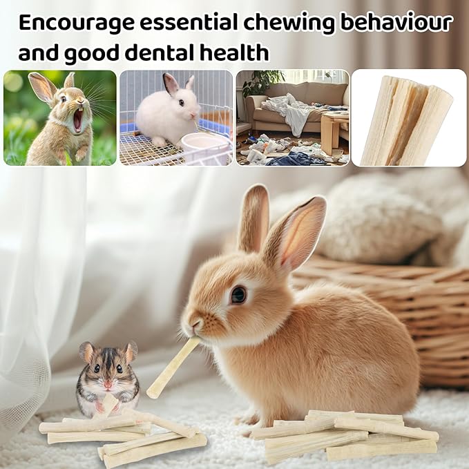 Sukh 240g Sweet Bamboo Chew Sticks - Natural Rabbit Bamboo Sticks Small Animal Chew Toy Bunny Molar Treats Atural Teeth Grinding Toys for Squirrel Guinea Pigs Chinchilla
