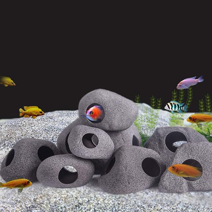 XMHF Aquarium Decoration Rock Caves, Hideaway for Shrimp Cichlid Hiding Breeding Spawning, Professional Hideout Decor for Fish