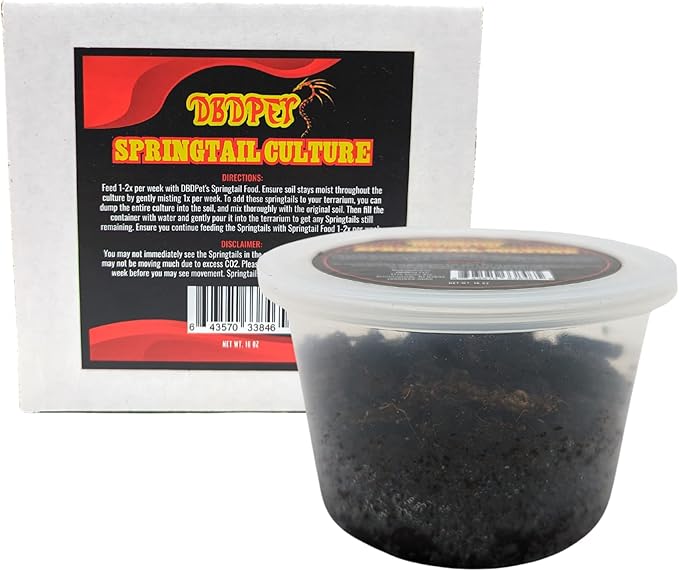 DBDPet Live Springtail Cultures - Great for Terrariums, Vivariums, and More - Microfauna for Bioactive Reptile & Amphibian Cages (Soil Culture)
