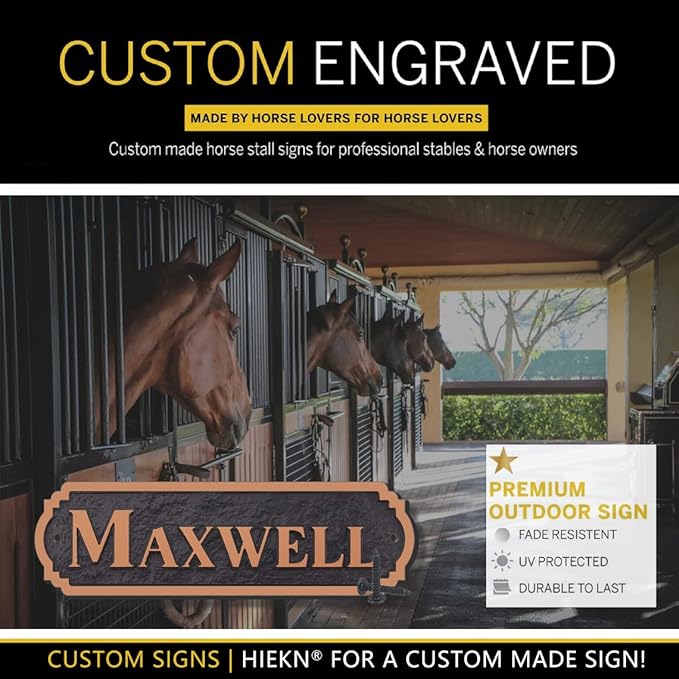 Acrylic Horse Stall Name Plate, 2.4" x 8" Personalized Stall Signs, UV Protected, Custom Pet Name Sign, All Weather Adhesive, Mounting (Antique Copper, Style 5)