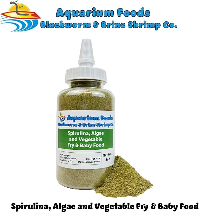 Aquatic Foods Inc. Spirulina, Algae, Vegetable Powder for Tropical Fish Fry and Babies, Corals, Anemones…5oz Squeeze Bottle