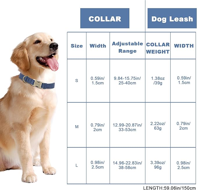 Genuine Leather Dog Collar - Adjustable Pet Collar with Quick Release Metal Buckle, Soft Skin Friendly Real Leather Collar for Small, Medium, Large Dogs (Blue, S：Fit 8-16" Neck)
